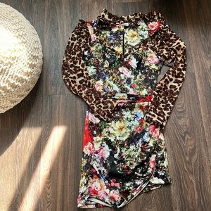 Sotto Floral Leopard Print Dress